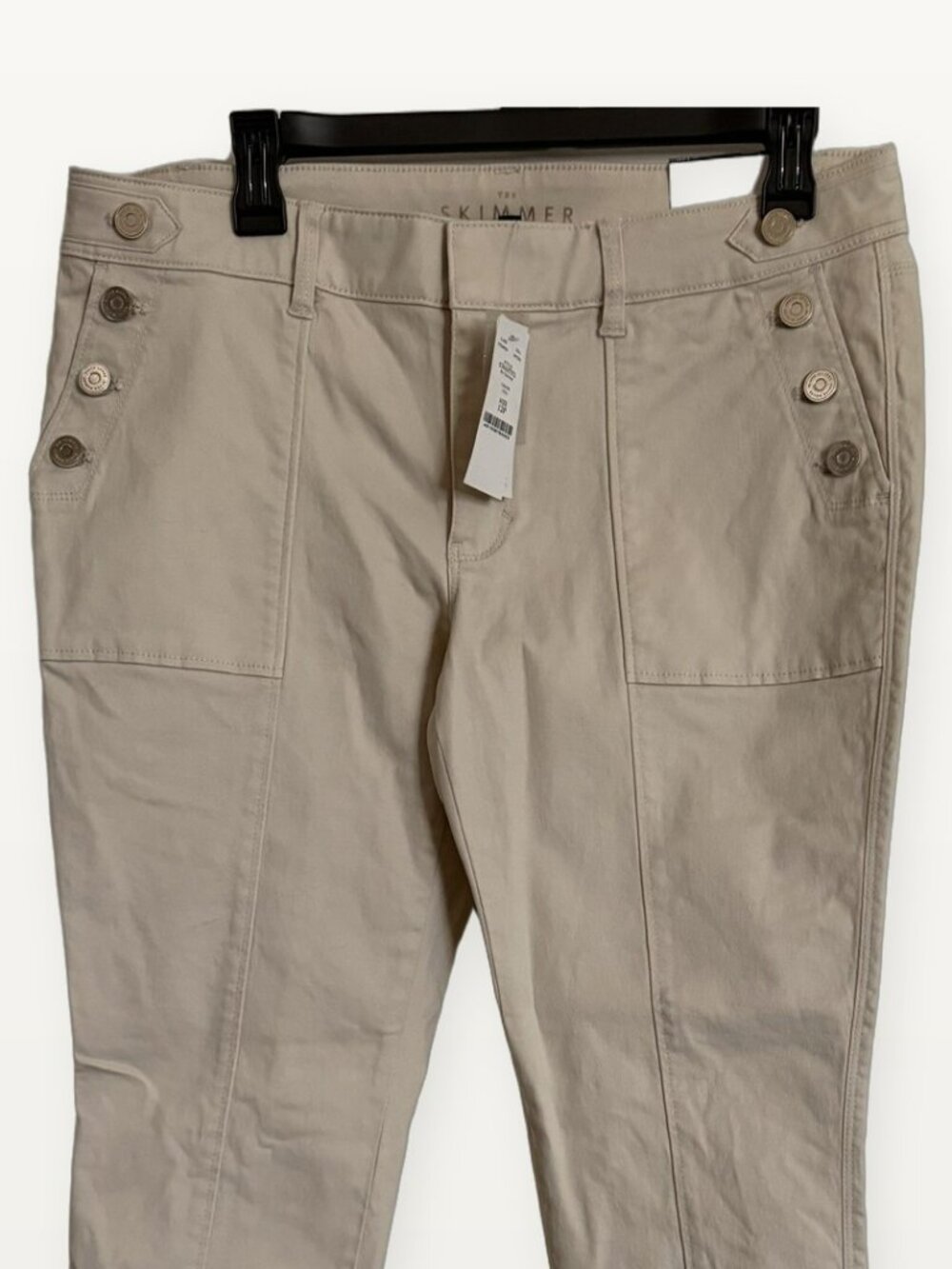 NWT White House Black Market Ivory Btn Skimmer Pants 12P Petite
